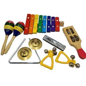 Melissa & Doug Beginner Band Learn-to-Play Wood Instruments Cymbals Lot 10